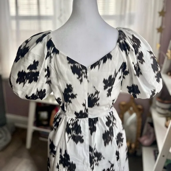 Prabal Gurung Black and White Puff Sleeve Mini Dress - Picture 5 of 7